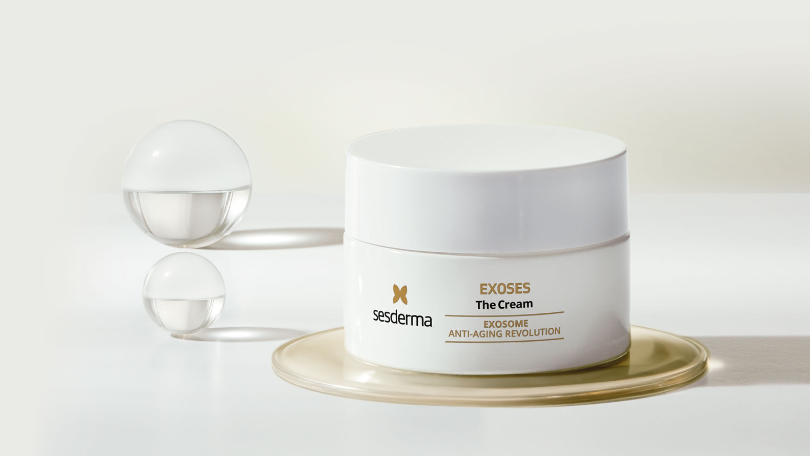 Imagen producto Exoses crema con esferas cristalinas por detrás