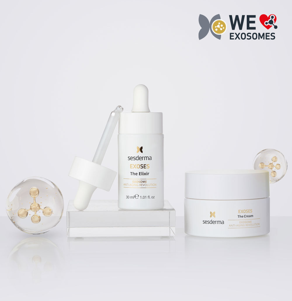 Imagen de los dos productos linea Exoses con bolas de cristal a los lados