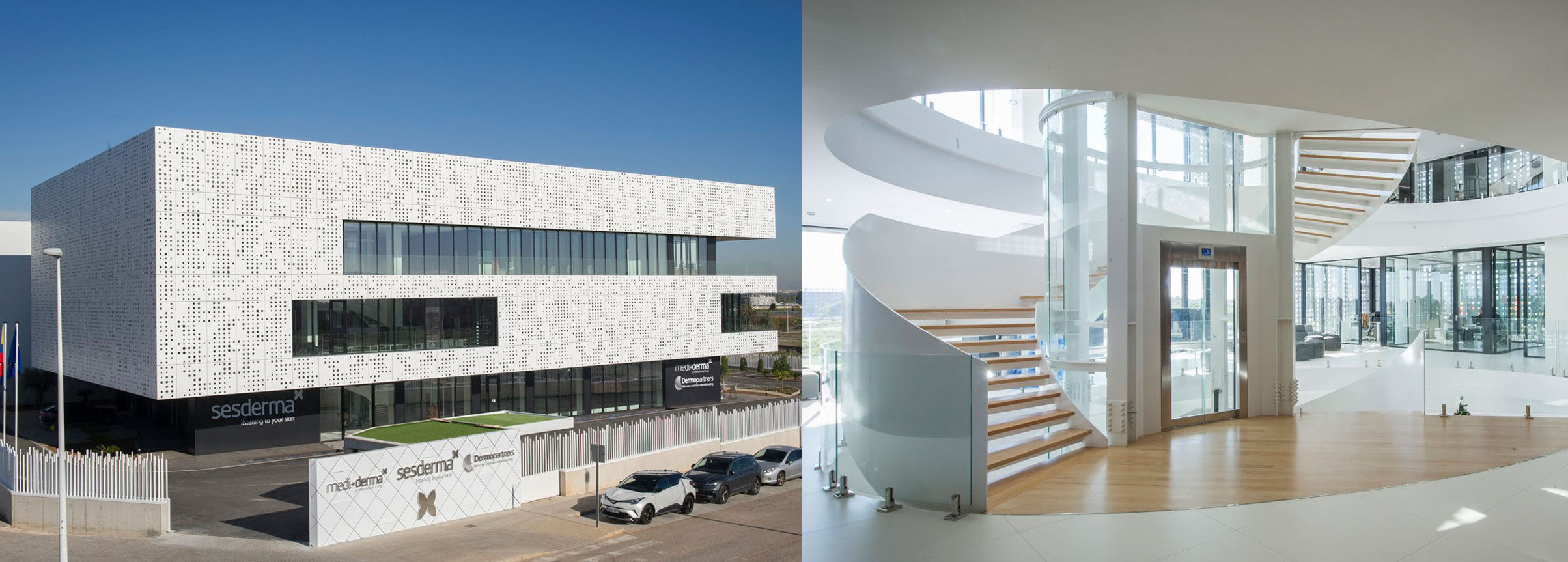 Imagen edificio Sesderma por fuera y por dentro en valencia