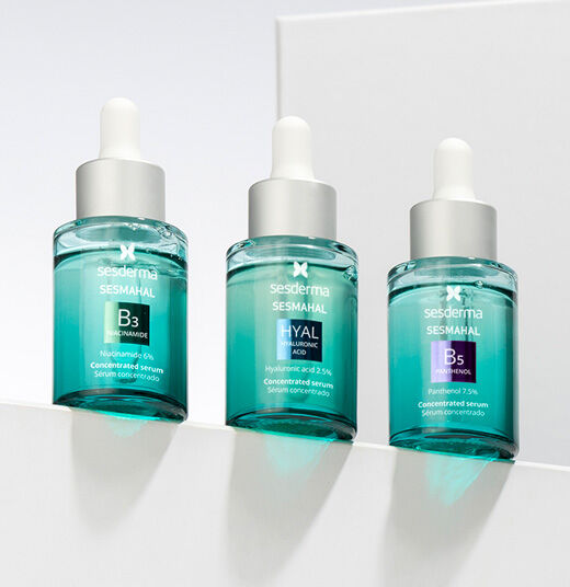 Imagen tres productos sérums linea Sesmahal
