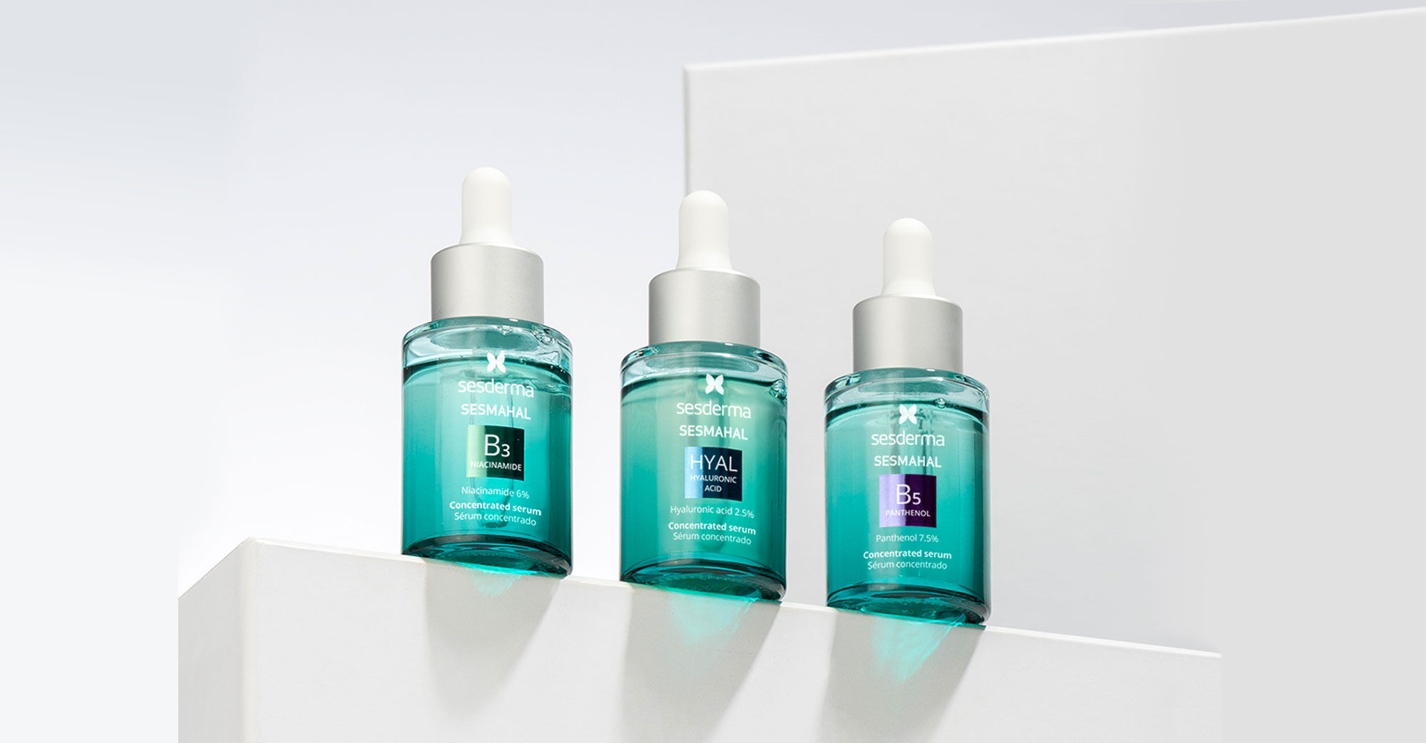 Imagen tres productos sérums linea Sesmahal