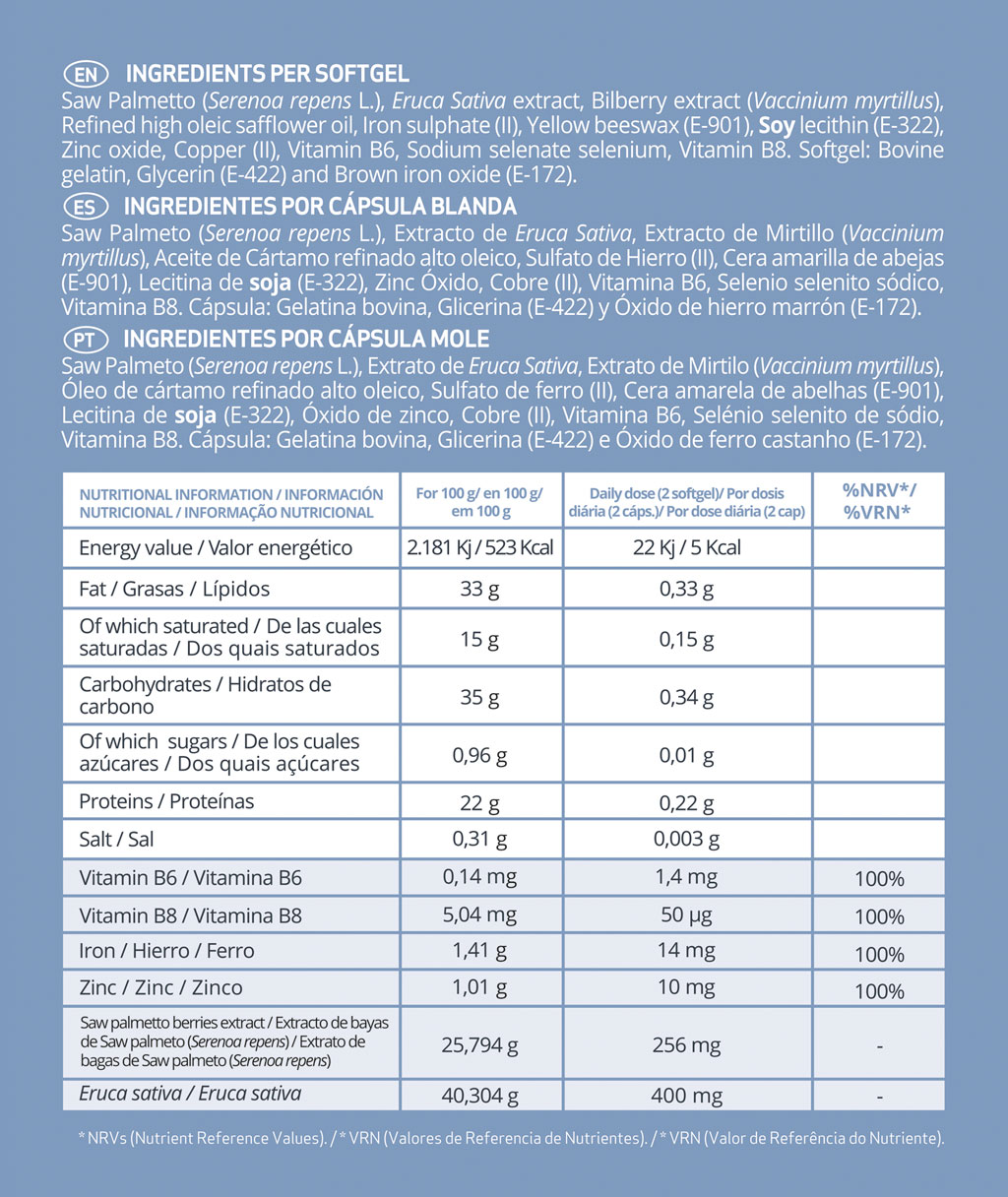 Cuadro nutricional Kavel M