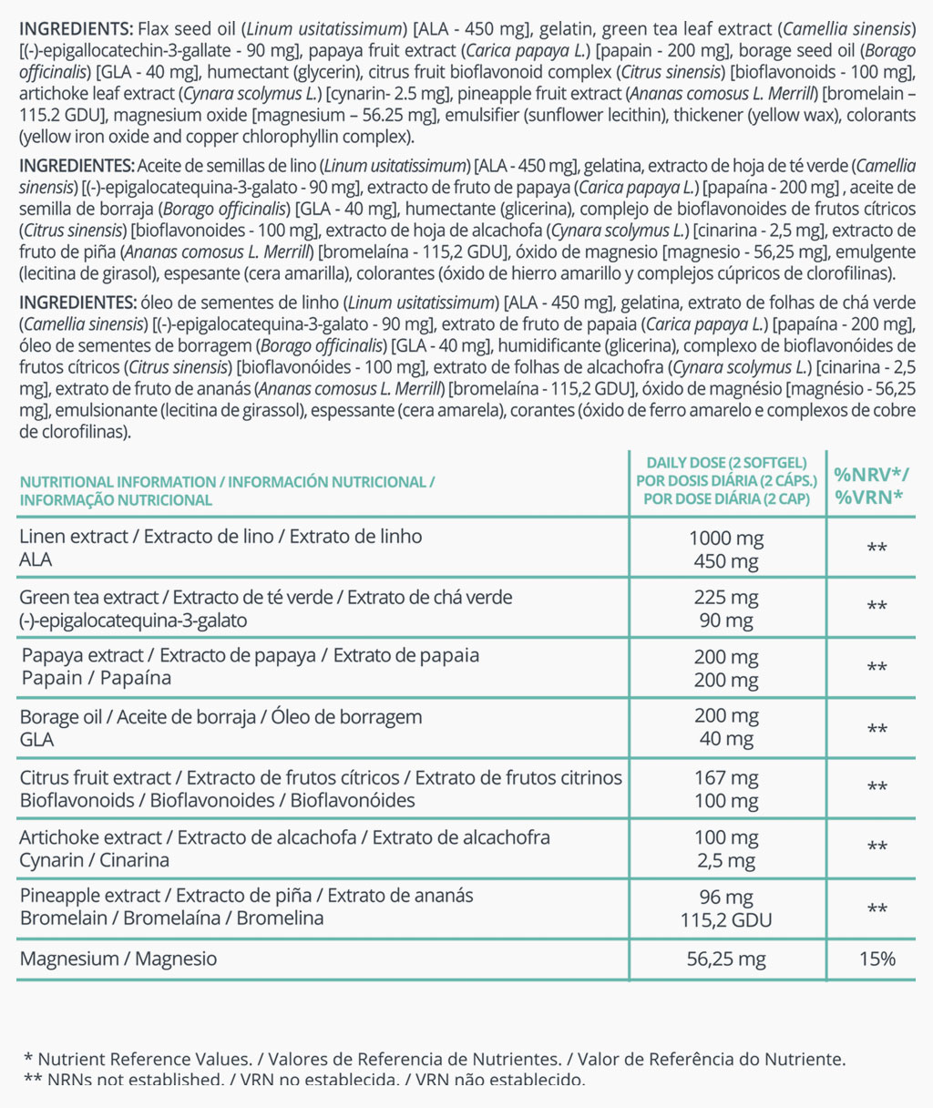 Cuadro nutricional Sescelulex