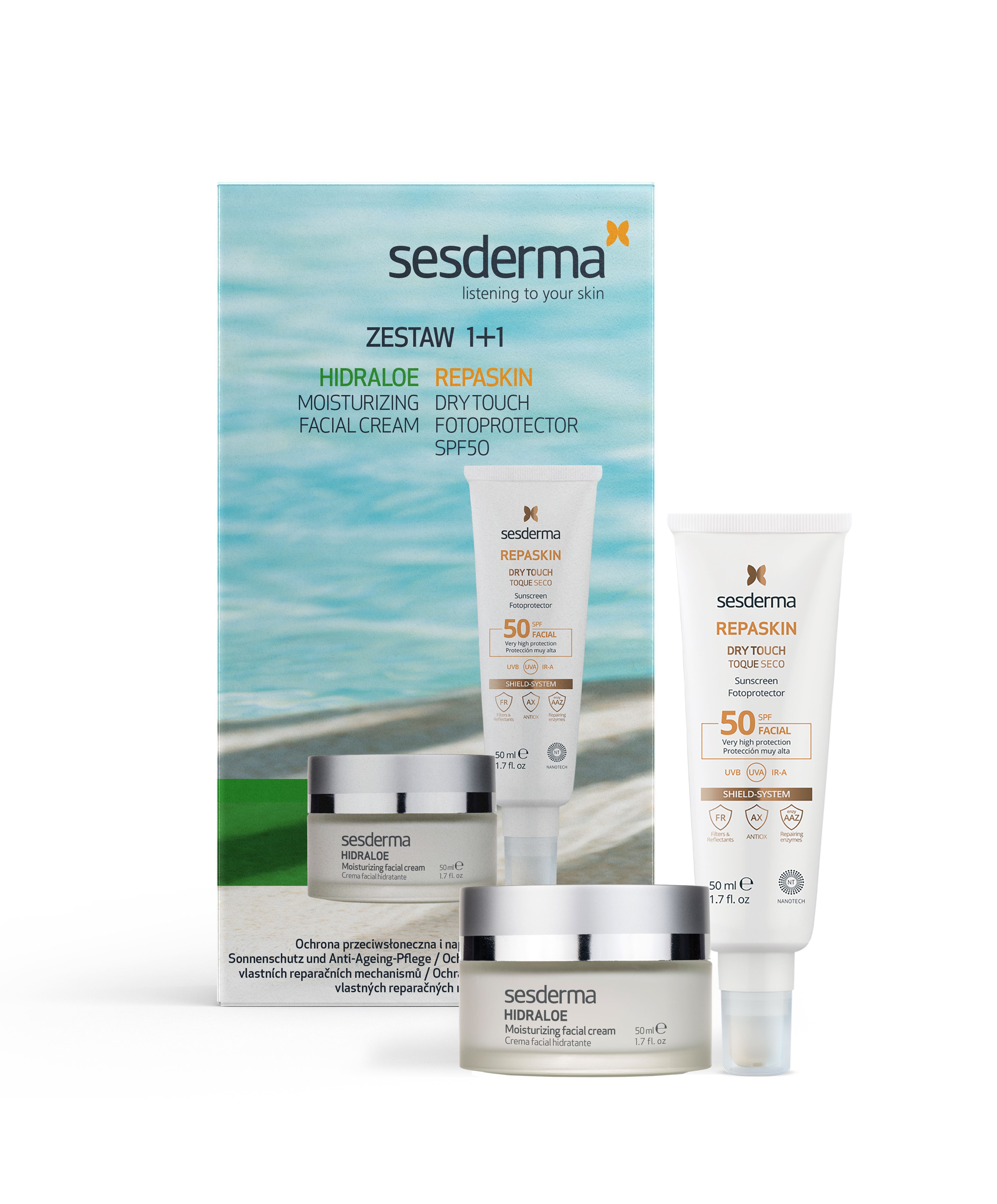 ZESTAW REPASKIN Dry Touch Facial + HIDRALOE Nawilżający krem do twarzy